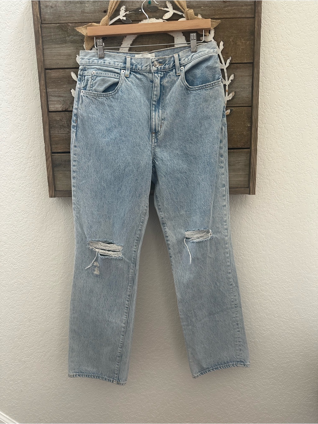 Slvrlake London Light Wash Distressed High-Rise Cotton Denim Jeans 31